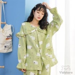 YWstore 양떼목장 잠옷세트 그린 여성잠옷세트 여성홈웨어
