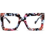 여성 패션용 브레이크선 오버사이즈 라이트 안경 두꺼운 사각 컴퓨터 비처방 꽃 1 A1 Clear