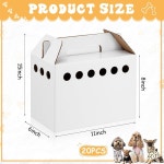 텐서 20팩 카드보드 반려동물 캐리어 일회용 소형 동물 흰 강아지 고양이 운송 박스 치킨 햄스터 저빌스 조류 파충류 11 x 6 8