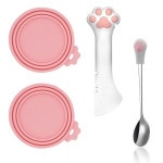 SJANE 고양이 사료 캔 스푼 뚜껑 4개 다기능 오프너 실리콘 애완동물 커버 고양이와 개를 위한 스테인리