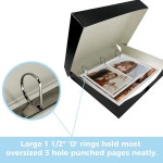 클램셸 스타일 뚜껑이 라인코 아카이브 오버사이즈 3링 앨범 박스 55페이지 13 25 x 11 75 2 5 1 Pack