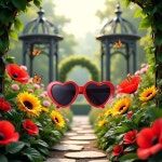 빨간 애완동물 선글라스 귀여운 애완견 고양이 안경 작은 개를 위한 하트 태양 꽃 액세서리 사진 소품 파티 장식 배낭 의류