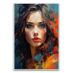 다채로운 여성 초상화 그림 포스터 - 생생한 표현주의 수채화 무지개 디지털 아트 포스터 - 30 5 x 45