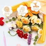 ZYNERY 크로셰 꽃다발 키트 - 단계별 비디오 실 도구가 포함된 초보자용 뜨개질