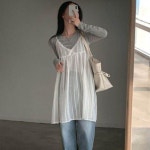 원피스뷔스티에 기본티 가디건 셔츠 롱나시 레이어드룩 시스루