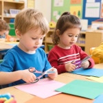 가위 Rkqoa 8 가위 다용도 6팩 - 사무실 재봉 원단 공예 미술 교사 수업용 샤프 오른쪽 왼쪽 손잡이용 컴포트 그립 Black-purple 6 Pack