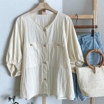 마미스헬퍼 라운드넥 빅포켓 루즈핏 여름 블라우스 DGBWBL4567