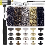 스냅 패스너 키트 가죽 재봉 304 스테인리스 스틸 버튼 프레스 스터드 6개의 세터 도구 5가지 색상의 옷 재킷 팔찌 Snap Set with... 