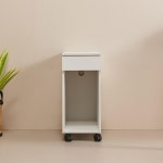 바퀴 이동식 컴퓨터 본체 보관 서랍 수납장 틈새장 틈새수납선반 수납함 아카시아블랙