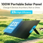 100W 휴대용 태양광 패널 23 고효율 접이식 백팩킹 충전기 USB-C 듀얼 USB 포트 IP67 방수 경량 내구성이 뛰어난 캠핑용 RV 발전소 휴대폰... 