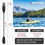 WONITAGO 카약 패들 프리미엄 탄소 섬유 강화 PP 유리 블레이드 플로팅 조절 노 3피스 cm cm