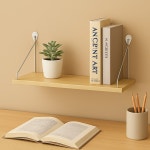내추럴우드 벽선반 50x19 공간 장식용 무타공 벽선반 인테리어선반 원목벽선반