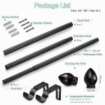 윈도우용 LLPJS 커튼 로드 16 48 최대 길이 60 로 조절 드레이퍼 직경 1 모던 노브 16 48 - 1세트