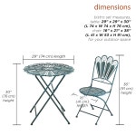 알파인 코퍼레이션 실내 외 3피스 피콕 깃털 러스틱 메탈 비스트로 세트 파티오 시트 라이트 Peacock