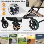 탈착식 캐리어와 패드가 소형견용 Kenyone 3-in-1 애완동물 유모차 강아지 고양이 경량 접이식 알루미늄 합금 프레임 듀얼 노집진입 카키... 