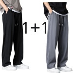 픽앤조이 1 1 냉감 밴딩 와이드 슬랙스 차콜 쿨블랙