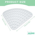 무넥 코너 샤워 매트 미끄럼 방지 21 또는 욕조용 곡선 배수구가 안전 매트 내부 샤워용 세탁기