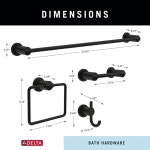 델타 니콜리 4팩 욕실 세트 매트 18 타월 랙 화장지 홀더 핸드 후크 액세서리 홀더 4피스 하드웨어 NIC64-MB