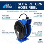 맥노트 M3 슬로우 리트랙션 공기 수상 안전 호스 릴 3 8 x 50피트 PN M3D-SSAW3850