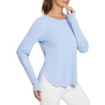 발레프 여성용 선 셔츠 UPF 50 롱 슬리브 하이킹 탑 경량 퀵 드라이 자외선 아웃도어 의류 01-black X-Small