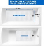 문플라이 샤워 욕조 매트 40x16 흡입 컵과 배수구가 엑스트라 롱 논 슬립 세탁기 세척 미끄럼 방지 욕실 논슬립용 매트