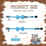 벨 분리형 고양이 목걸이 귀여운 나비넥타이 2개 조절 가능한 작은 강아지 안전 단색 격자무늬 애완동물 목걸이 파란색