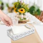 욕실용 수건 홀더 트레이 냅킨 모던 일회용 핸드 타월 바구니 흰색 나무 테이블 페이퍼 러스틱 한 저녁용