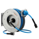 호스가 FIXFANS 압력 세척 호스 릴 1 4 60피트 접이식 파워 헤비 듀티 릴 자동 되감기 벽걸이 3600 PSI