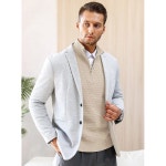 카비아나 남성 쿼터집 스웨터 텍스처 니트 모의 넥 풀오버 비즈니스 캐주얼 슬림 핏 Aqua Small