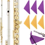 플루트 클리너 케어 청소 키트 클리닝 로드 의류 면봉 6 마이크로파이버 의류가 포함된 악기 연마