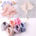 여성 린넨 삼각 소 스카프 여름 목 미니 쁘띠 단색 dy