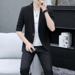 남자여름정장 무대의상 머슬핏 정장세트 마이 수트 자켓 7부 반팔 면접룩 하객룩