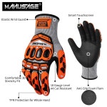 마누스에이지 안전 작업 장갑 마이크로폼 니트릴 코팅 TPR 충격 보호 기능이 방진 장갑 라이딩 건설 정비사 M 1쌍