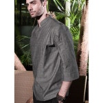 렌미포트 남성 셰프 코트 3 4 반팔 주방 재킷 메탈 스냅 셔츠용 레스토랑 유니폼