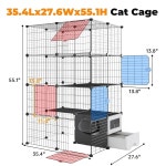 쓰레기통이 원럭 고양이 케이지 4단 DIY 인클로저 탈착식 금속 와이어 개집 실내 상자 대형 운동 장소 1-2마리 고양이에게 이상적입니다