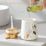 엔라 세라믹 비누 디스펜서 12온스 마블 로션 디스펜서 욕실용 액체 리필 가능한 핸드 쉽게 누를 수 펌프 글로드 타입 Marble Liquid Type