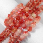 비즈아이 원석 라운드 신백옥 6 8 투톤오렌지 반줄 반줄 약22개 5200-02