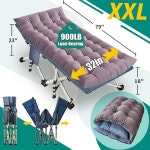 GETOVIN 캠핑 침대 매트리스 오버사이즈 32 폭 접이식 헤비 듀티 침대 휴대용 가방 가정 여행 야외 79 x 18