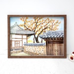 나봄갤러리 감나무와 기와집 3 감그림 감나무 액자 사업장추천그림 2 x41cm 10호 4 내츄럴 액자 1개