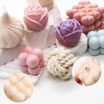 유텡하오 실리콘 캔들 몰드 세트 윅 3D 콩 왁스 비누 케이크 디저트 DIY 향초 공예품 만들기