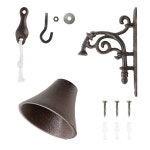 야포피 야외 디너벨 러스틱 빈티지 대형 주철 벽 금속 도어벨 외부 장식용 액센트 Style B-Vine