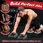 복근 롤러 휠 2-in-1 운동 푸시업 바 기구 코어 근력 운동을 위한 무릎 패드가 여성 남성 홈 헬스장