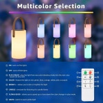 우푸 태양광 테이블 램프 야외 랜턴 2 in 1 원격 8 색상의 휴대용 LED 무선 조명 파티오 테라스 캠핑 가든 발코니용 방수 IP44