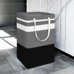 큐주그 4팩 접이식 세탁 바구니 손잡이가 대형 방수 옷 정리함용 햄퍼 80L 4P