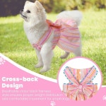 애완견 하네스 드레스 귀여운 줄무늬 리본 단추가 닫힌 프린세스 강아지 작은 소녀를 위한 여름 옷 미디엄 XX-Small