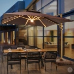 태양광 LED 사각 파라솔 2 5M 커피