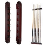 만투식시 수영장 큐 랙 벽걸이 - 나무 당구 홀더 6개 얼룩 처리됨