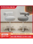 원형 이동식 스툴 고무나무 바퀴 좌식 물물결화이트-베이지색무소음풀리 H6835