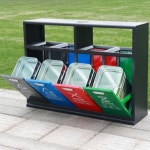 분리수거대 야외 분리수거함 쓰레기 분리 공원 쓰레기통 아연도금 이분법