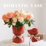 꽃다발 부케 모양 유광 오브제 인테리어 꽃화병 세라믹화병 부케 앙클라 스몰 사이즈 리본